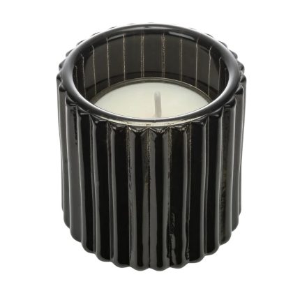 Cartorza Black Glass Candle Holder with Clear Base